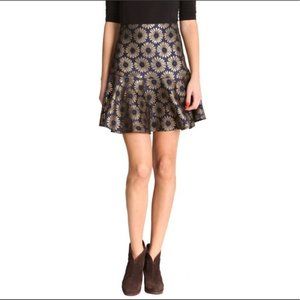 DESIGUAL Gold and Blue Fit and Flare Mini Skirt EU 36